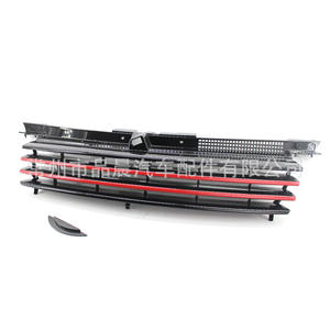 Parrilla Delantera Volkswagen Jetta Bora, Negro Brillante con Barras Rojas, Modificada, Entrada de Aire, Plástico ABS, 1999-2005 - Product Image 1