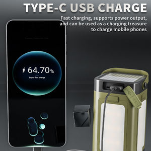 Lampe de <span class=keywords><strong>camping</strong></span> LED multifonctionnelle d'extérieur avec chargeur solaire et chargeur de téléphone - Product Image 5