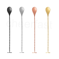 Cuillère à mélanger de Cocktail, ustensile à motif en spirale en acier inoxydable, cuillère à mélanger de Cocktail en métal or cuillère à remuer de 27.5Cm 1 pièce