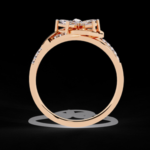 Bague Fleur en Or Rose Massif 14K 18K avec Diamant de Laboratoire Certifié IGI Qualité VVS Coupe Marquise Minimaliste pour Femme – Fiançailles - Product Image 3
