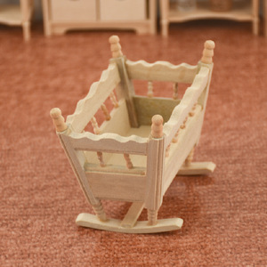 Meubles miniatures pour maison de poupée 1/12, berceau miniature en bois fait <span class=keywords><strong>à</strong></span> la main, modèle de lit, décoration créative - Product Image 2