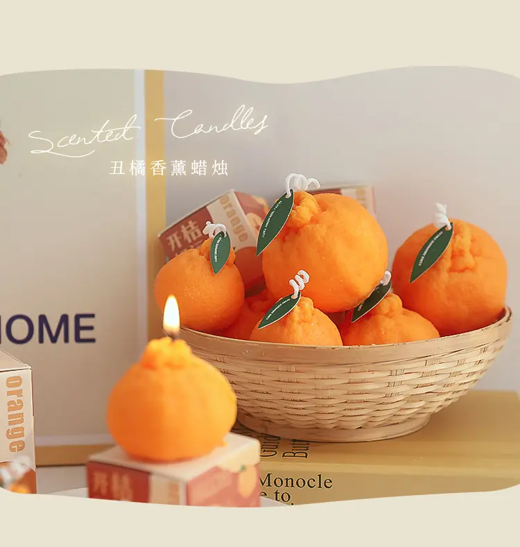 Schöne Ornamente orange Aromatherapie-Kerzen Luxus orangeform Duftkerzen exquisite Kerze