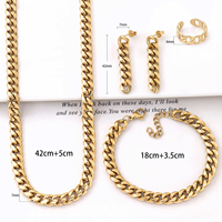 Joyería para Mujer, Acero Inoxidable, Joyas de Alta Calidad, Collar de Cadena con Eslabones para Mujer, Aretes, Juego de Joyería