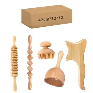 wood gua sha wood therapy massage tools Anti Cellulite Massager wooden fascia massage tool maderoterapia kit corporal