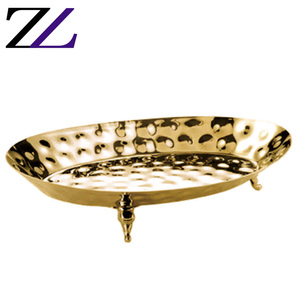 Catering-piatti ciotole placcate per alimenti in oro rosa con supporto ciotola decorativa per insalata di frutta in rame martellato in acciaio inossidabile - Product Image 5