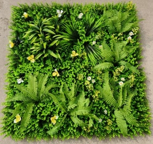 Anti-UV Plastic Artificial Grass <b>Wall</b> Custom-size Artificial Green Grass With Mini <b>Flower</b> Home Office Decor - Product Image 1