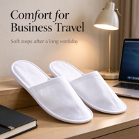 Chaussons jetables haut de gamme pour hôtel, en tissu blanc de qualité supérieure, à bout fermé, à usage unique, pour l'accueil et la réapprovisionnement des équipements hôteliers