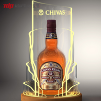 Glorificateur de bouteilles de whisky et de liqueur en acrylique LED personnalisé TERMEIN pour bars et discothèques avec base en bois