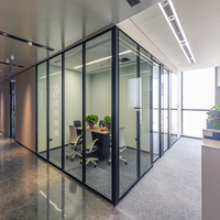 Tempered Glass Aluminum Frame Adjustable Office Partition Wall Modern Design Demountable for Hotel Office Hospital School Use
