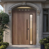 Modèles personnalisés de style d'entrée en bois de grande taille en acajou Double entrée principale en bois massif Portes d'entrée extérieures