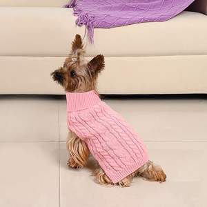छोटी नस्लों के लिए प्यारा पेस्टल कुत्ते स्वेटर गुलाबी लैवेंडर टर्टलनेक के लिए गर्म पॉलिएस्टर प्रिंट सजावटी पालतू कपड़े - Product Image 2