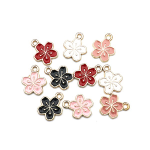 Colgantes de flor de cerezo de aleación de zinc esmaltados para la fabricación de pendientes, accesorios de joyería F0148 - Product Image 2