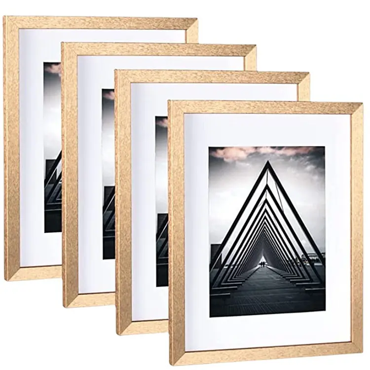 Moldura para fotos em madeira com efeito metálico em liga de alumínio folha de ouro prateado