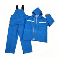 Fischer-Wetterfester Langlebiger Kapuzen-Regenmantel Outdoor Wasserdichte Winddichte Verstärkte PVC-Regenkleidung Jacke Latzhose