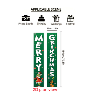 Kerstversiering Buiten Tuin Veranda Bord Set Opknoping Vrolijk Kerstfeest Huis Indoor 180*30Cm Deur Banner Couplet - Product Image 5