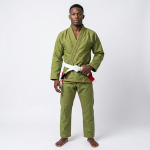 Kimono de BJJ Verde Unisex, Uniforme de Judo Ajustado para Adultos, Ropa de Artes Marciales 100% Algodón Ligero TITAN TREAD WEAR, Cinturón Blanco - Product Image 3