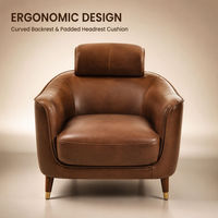 Fauteuil une place en PU marron rembourré d'éponge, siège de salon moderne et luxueux pour salon ou bureau