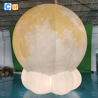 Ballon gonflable en forme de lune avec éclairage LED, modèle gonflable planétaire pour les expositions, les événements et la publicité