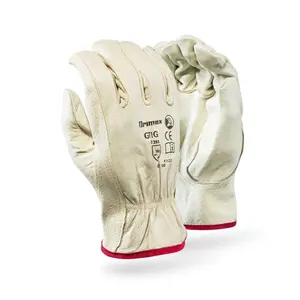 Pig grain leather driver gloves working with keystone thumb and shirred elastic back