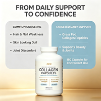 Capsules de collagène premium nourri à l'herbe, collagène hydrolysé facilement absorbable pour la beauté quotidienne et le soutien nutritionnel du corps