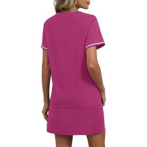 Women 2 Piece Summer Outfit Skirt Set Casual Breathable Short Sleeve <b>Lounge</b> Wear Travel Fashion <b>Dress</b> Set - Product Image 5