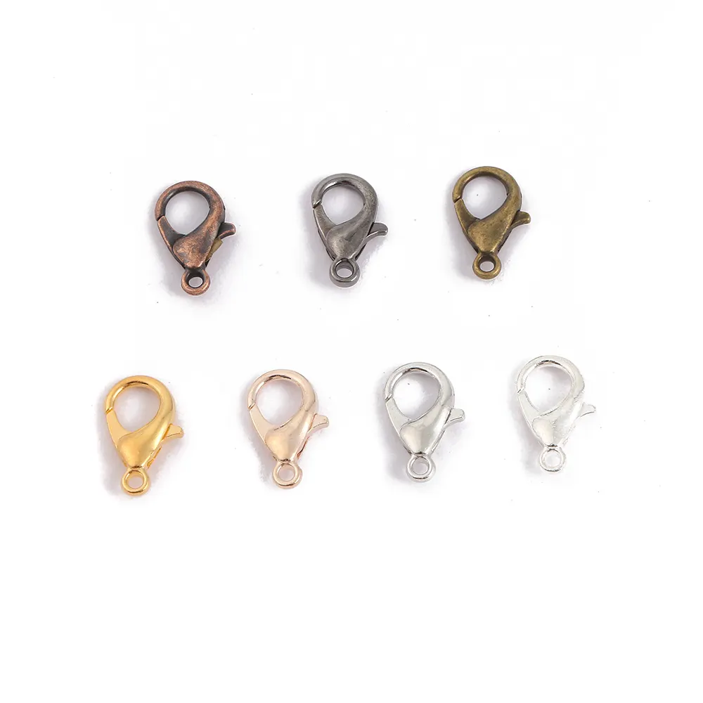 Wholesale Jewelry Metal 12mm Alloy Rose gold Plated gold Lobster Claw Clasps Hooks Jewelry Findings & Components