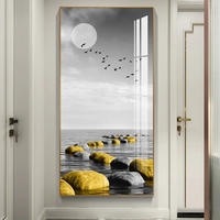 Art mural en porcelaine de cristal abstrait chinois de luxe moderne, cadre en aluminium doré, style cerf, décoration intérieure, peinture, décoration de salon