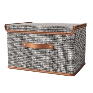 Boîte de rangement monobloc de style compact gris avec couvercle, en tissu, portable, pliable et empilable, pour couettes, vêtements et jouets - Product Image 5