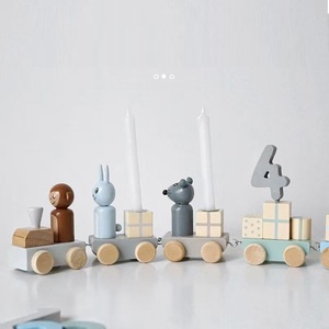 Tren <span class=keywords><strong>de</strong></span> Madera para el Día del Niño, Portavelas, Bloques <span class=keywords><strong>de</strong></span> Construcción, Número <span class=keywords><strong>de</strong></span> Ensamblaje, Remolque, Juguete Educativo, Tren <span class=keywords><strong>de</strong></span> Madera - Product Image 3