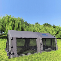 Tente de camping gonflable quatre saisons en toile 8+8m² avec colonne d'air intégrée, tente pneumatique imperméable