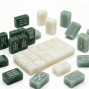 Tuiles <span class=keywords><strong>de</strong></span> Mahjong en Jade Vert Blanc Glacé, Pierre Précieuse Naturelle Polie à la Main, 144 148 152 160 166 Pièces <span class=keywords><strong>de</strong></span> <span class=keywords><strong>Jeu</strong></span>, Ensemble <span class=keywords><strong>de</strong></span> Mahjong - Product Image 1