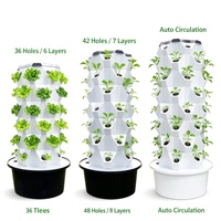 Tour hydroponique à 36/42/48 trous, jardinière verticale à 6/7/8 niveaux, système de culture sans sol à circulation automatique pour plantes d'intérieur et d'extérieur