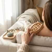 Masseur à rouleaux multi-balles en bois naturel, outil de relaxation corporelle et de soins personnels, appareil de massage manuel à roulement