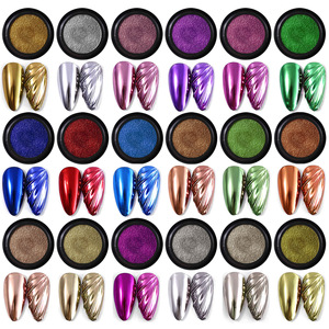 Poudre à ongles chromée unie 24 couleurs 1g, pigment miroir à paillettes, ensemble de poussière décorative pour manucure et nail art en salon - Product Image 1
