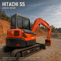 En stock : Excavatrice sur chenilles HITACHI 55 d'occasion avec système hydraulique d'origine pour travaux de terrassement à petite échelle