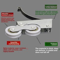 Roulettes de porte coulissante modernes et minimalistes en acier inoxydable et nylon, à double roue, silencieuses, pour rails de sol de placards et portes de salle de bain