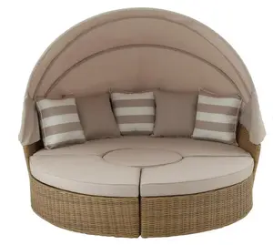 Outdoor möbel rattan terrasse gesetzt allgemeine verwendung korb runde daybed rattan garten rattan daybed mit baldachin