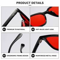 Kacamata Anti Cahaya Biru Sunray Structured Square TR Full Rim Frame Lensa Merah Berwarna U Slot Twin Dot Rivet Unisex OEM
