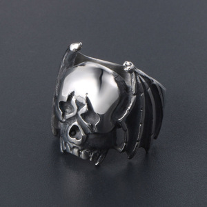 Retro Bat Skull <b>Ring</b> Men's Titanium Steel Punk Jewelry SA521 - Product Image 4