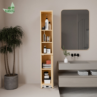Armoire haute et étroite du sol au plafond, porte simple, organisateur de rangement en bambou pour appartement, couloir, salon, meuble