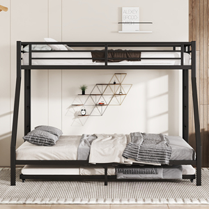<span class=keywords><strong>Lit</strong></span> superposé moderne en acier Twin XL surélevé pour Queen, gain de place, avec <span class=keywords><strong>lit</strong></span> gigogne double et <span class=keywords><strong>rangement</strong></span>, 2 échelles latérales, ODM/OEM disponible - Product Image 2