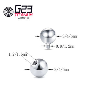 Титан ASTM F136 G23, 14G 16G, с внешней и внутренней резьбой, шариковые сменные элементы, аксессуары для украшений для тела - Product Image 2