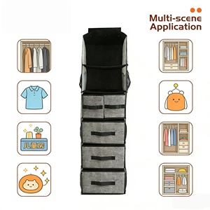 Organizadores Colgantes para Armario con Asas de Transporte, Funda Antipolvo y Cajas de Almacenamiento de Tela, Juego de Divisores de Espacio para Habitaciones - Product Image 1