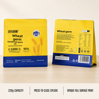 Sachet Doypack personnalisé 220g avec fermeture zip pour emballage de céréales, grains et poudres (germes de blé) – Usine OEM ODM