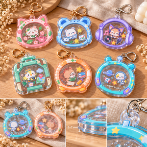 Porte-clés personnalisés en acrylique à double couche avec breloques mobiles transparentes pour cadeaux promotionnels OEM ODM - Product Image 2