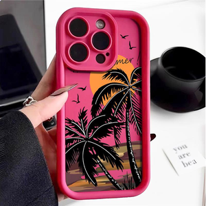 เคสโทรศัพท์ TPU นิ่มสำหรับ iPhone 16 15 14 13 12 11 PROMAX PLUS รูปต้นมะพร้าวสั่งทำ - Product Image 6