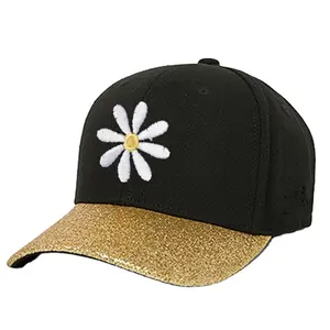 Fabrika sıcak satış 3d işlemeli papatya logosu şapka Bling açık altın pullu süslemeleri Hip Hop rahat beyzbol şapkası