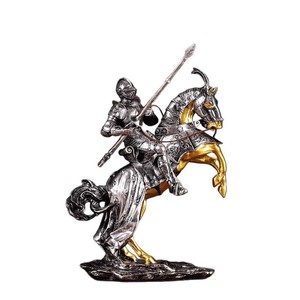 Statue en résine de chevalier médiéval à <span class=keywords><strong>cheval</strong></span>, sculpture de guerrier en armure rétro pour la décoration de la maison, du bureau et de la man cave - Product Image 6