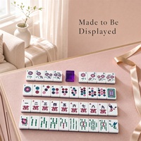 Tuiles de Mahjong Américaines en Acrylique Transparent, Motif Lapin Violet Imprimé UV, Tuiles Durables pour Jeu de Table Familial et Loisirs