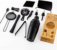 Zwarte Cocktail Shaker Set 10 Pc Cocktail Maker Set Shaker Cocktail Shaker Set Bamboe